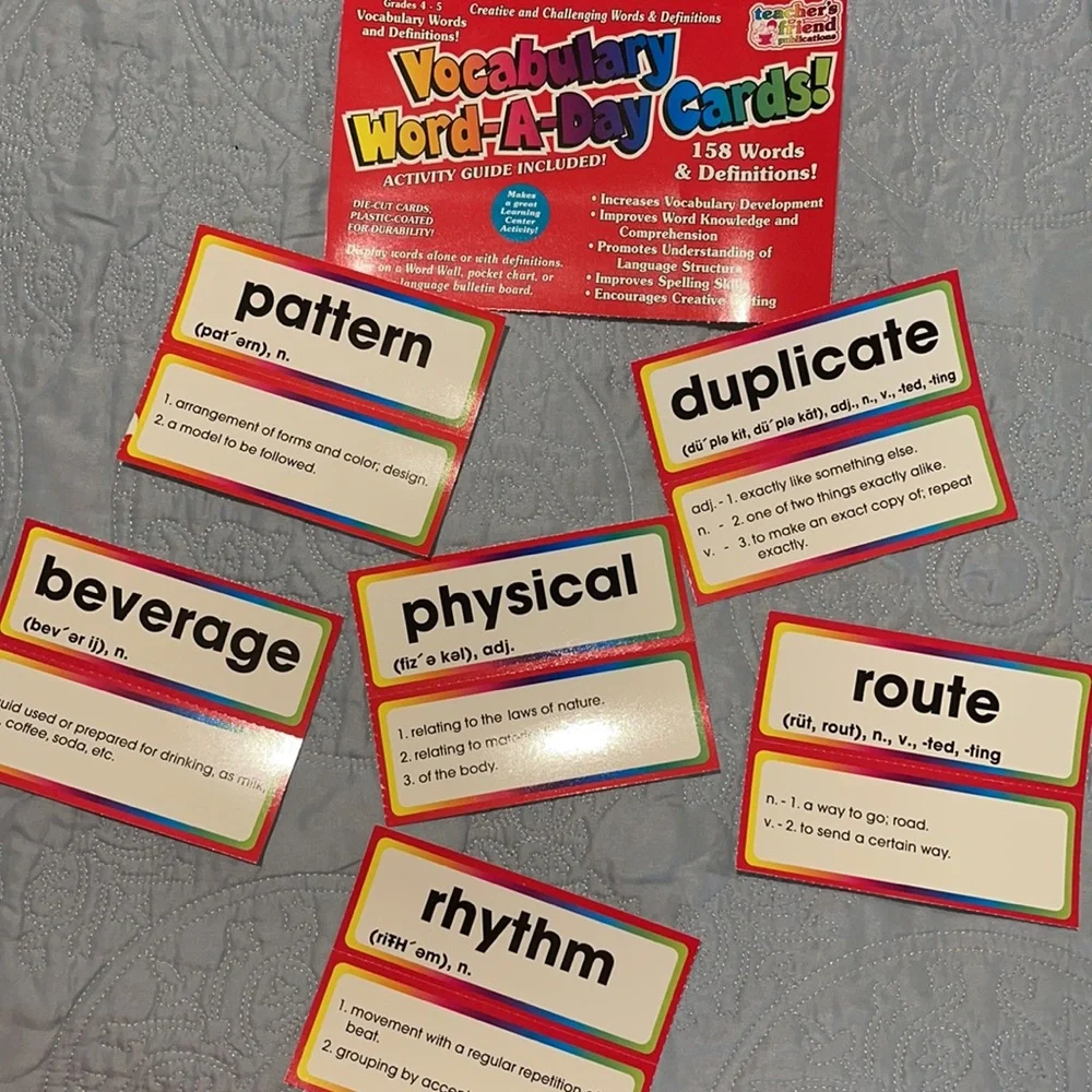 Plastic Coated Vocabulary Words & Definitions